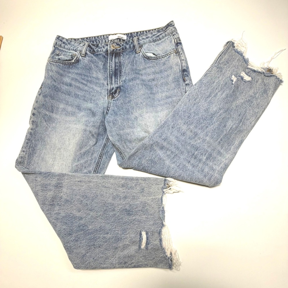 VERVET Distressed Straight Leg Jeans‎ Womens 30 Raw Hem Medium Wash